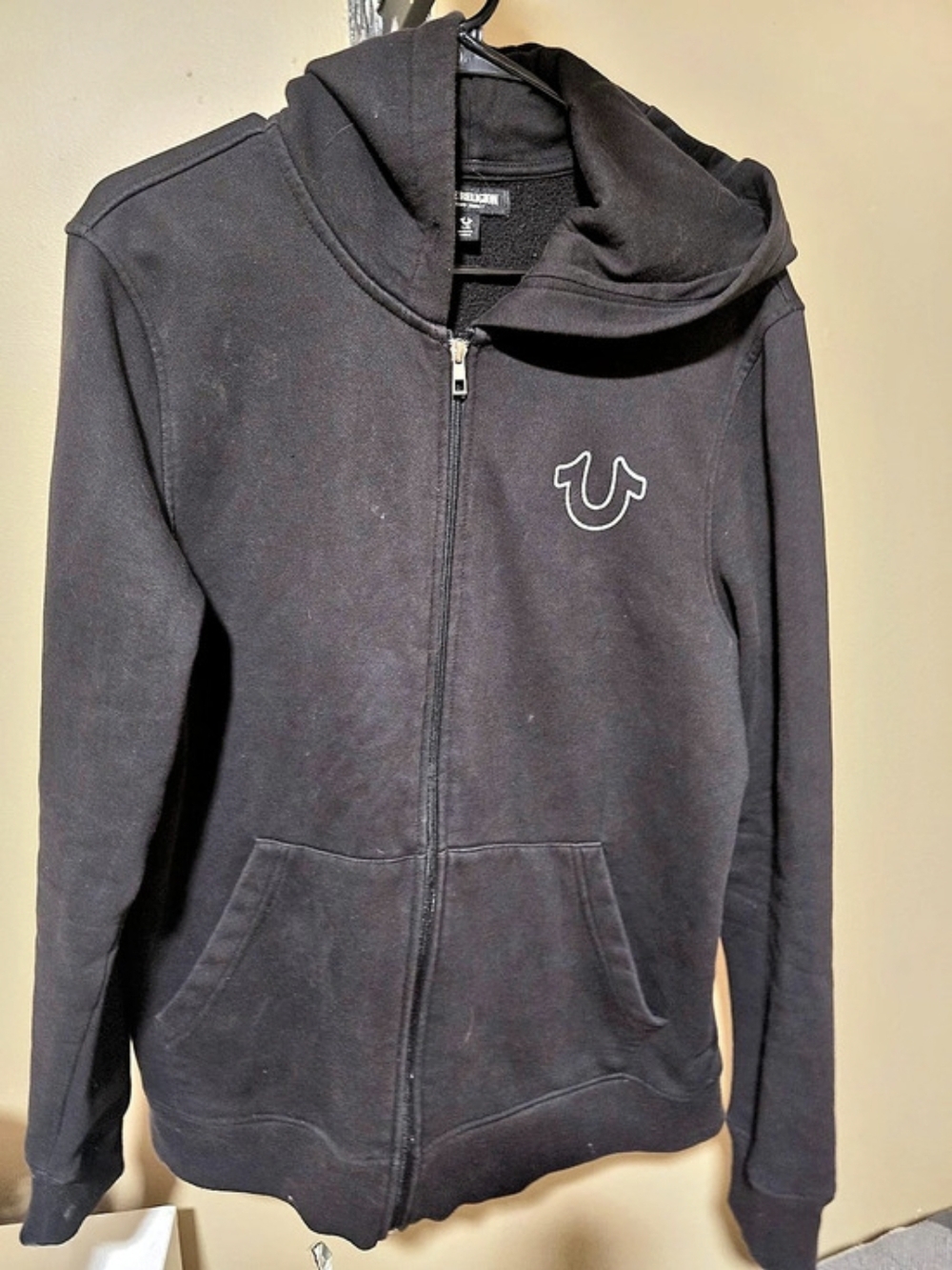 True Religion World Tour Buddha Zip-Up Hoodie in Black